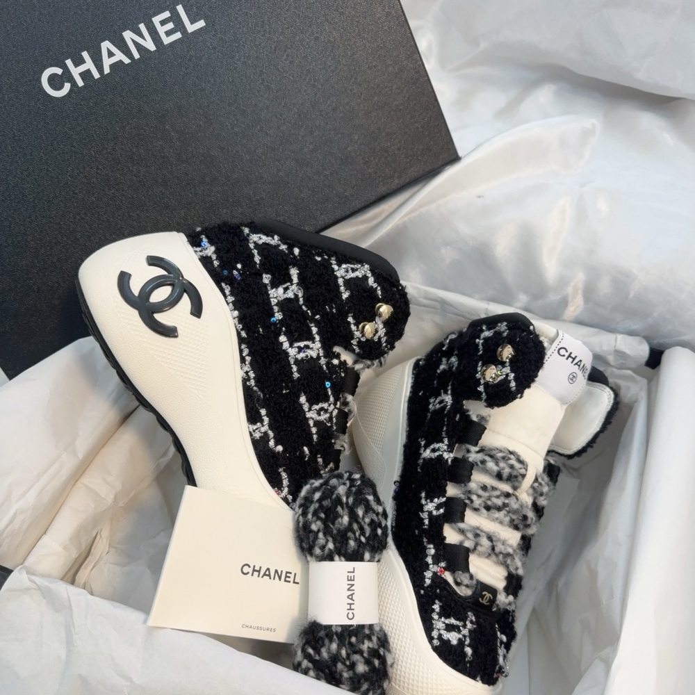 Chanel Tweed High Top Sneakers